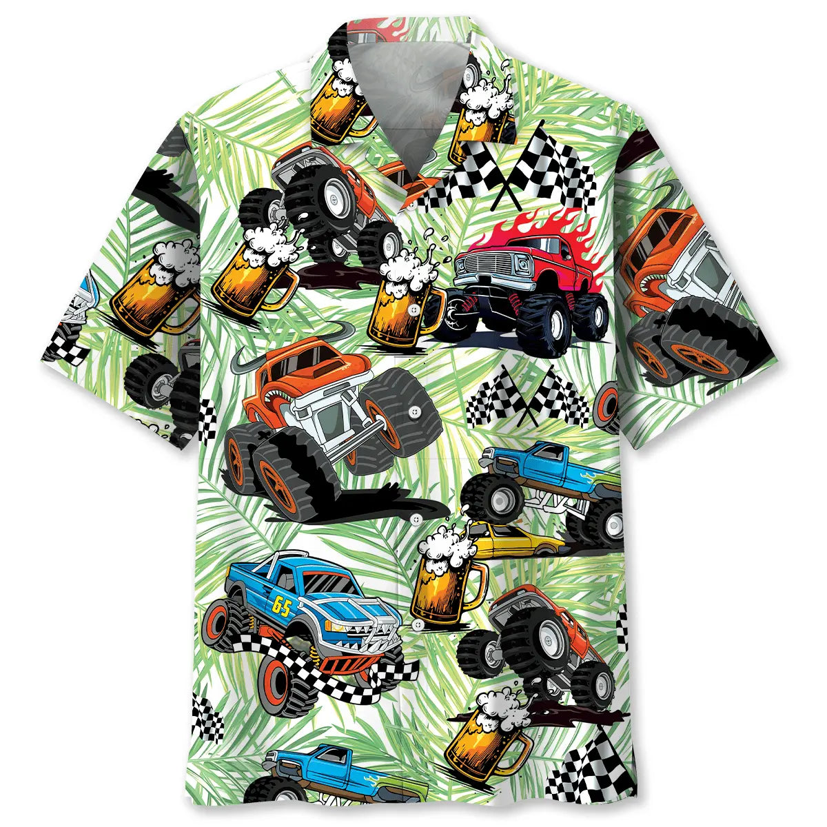 Monster Trucker And Refreshment Hawaiian Shirt For Casual Weekend And Outdoor Comfort