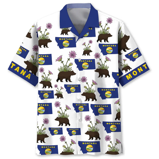 Montana State Proud Hawaiian Shirt For Relaxed Getaway, Beachside Event, And Travel Ready Style