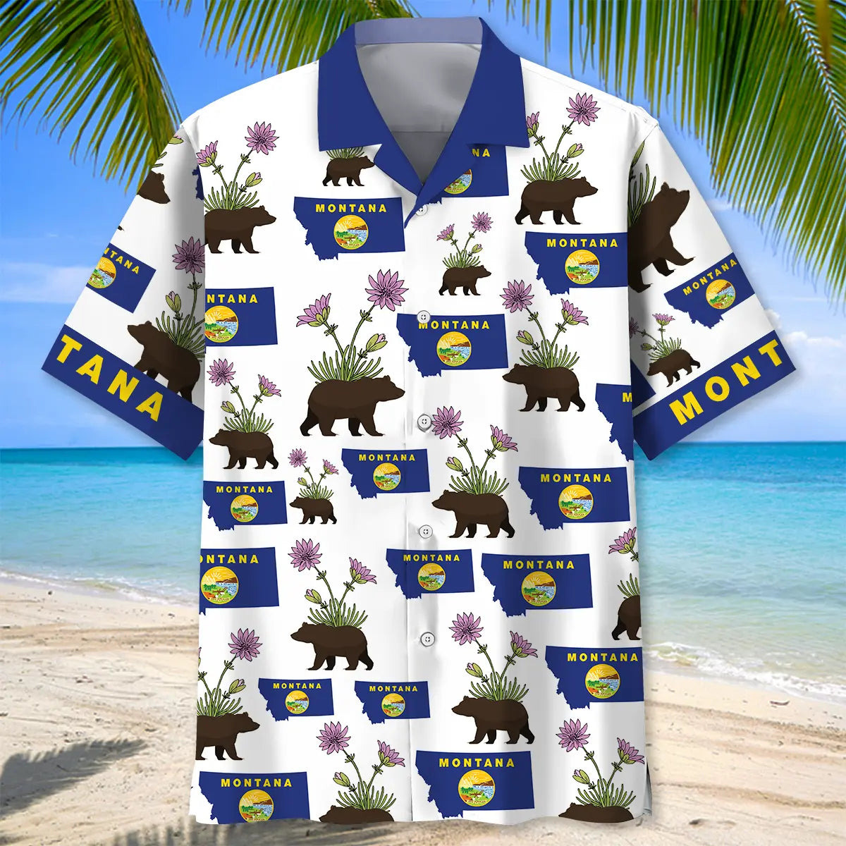 Montana State Proud Hawaiian Shirt For Resort Holiday, Island Getaway, And Weekend Wear