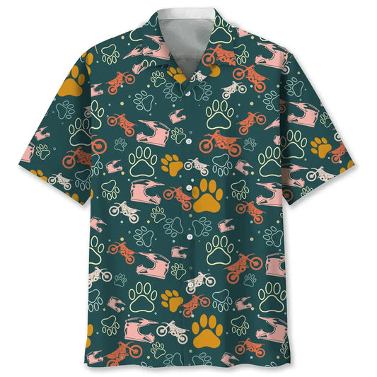 Motocross Dog Hawaiian Shirt For Automotive Enthusiasts, Coastal Trips, And Casual Warm Weather Style