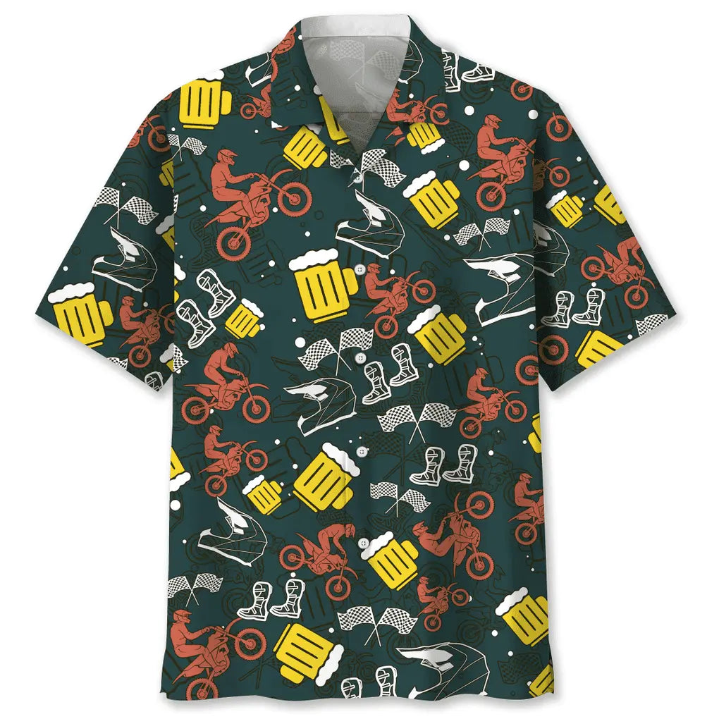 Motocross Beer Hawaiian Shirt For Tropical Holidays, Outdoor Gatherings, And Everyday Comfort