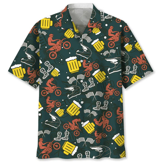Motocross Beer Hawaiian Shirt For Tropical Holidays, Outdoor Gatherings, And Everyday Comfort