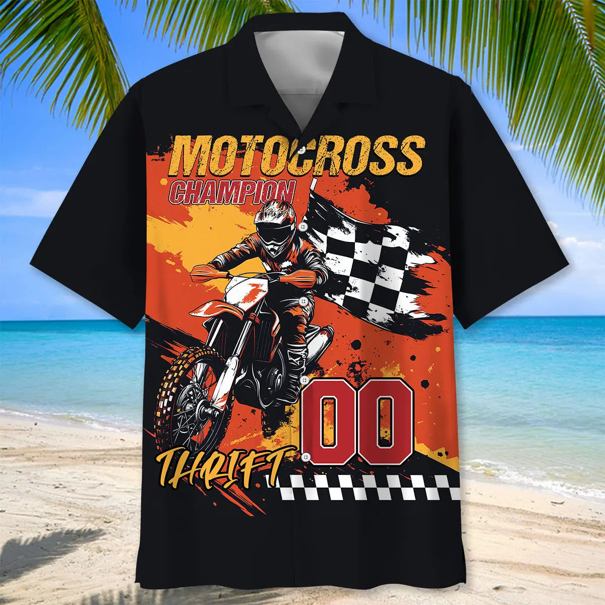 Motocross Champion Custom Number Hawaiian Shirt For Motorsport Events, Beach Travel, And Thoughtful Gift Giving