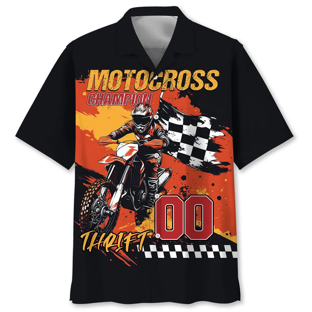 Motocross Champion Custom Number Hawaiian Shirt For Motorsport Events, Beach Travel, And Thoughtful Gift Giving