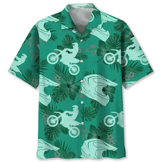 Motocross Kelly Green Hawaiian Shirt For Beach Days, Summer Outings, And Thoughtful Gift Giving