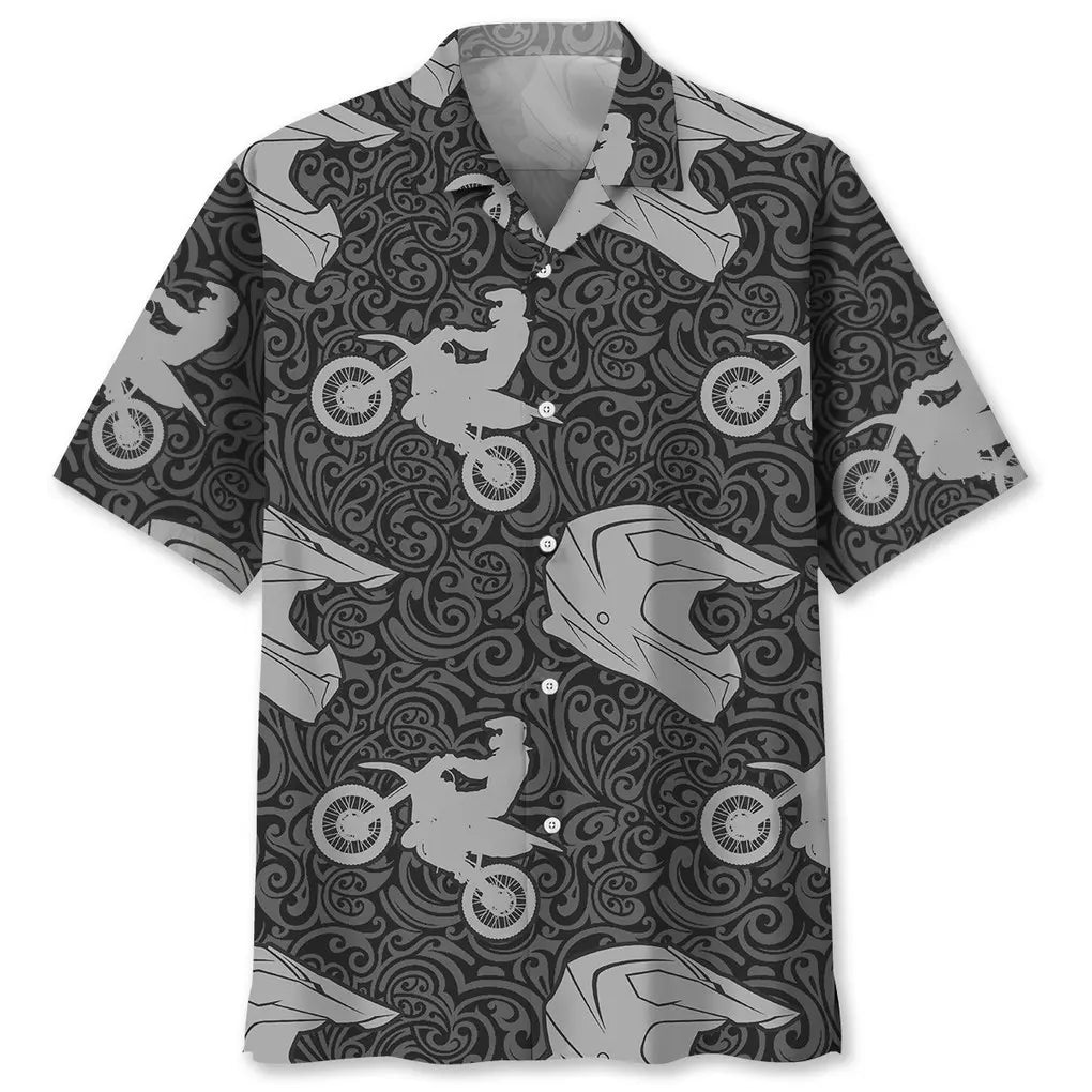 Motocross Pattern Hawaiian Shirt For Coastal Travel, Casual Events, And Comfortable Summer Wear