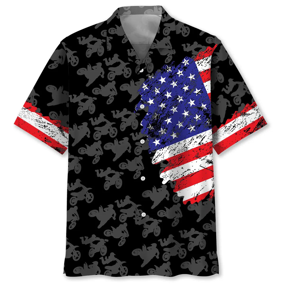 American Motocross Hawaiian Shirt For Summer Vacation, Beach Travel, And Casual Wear