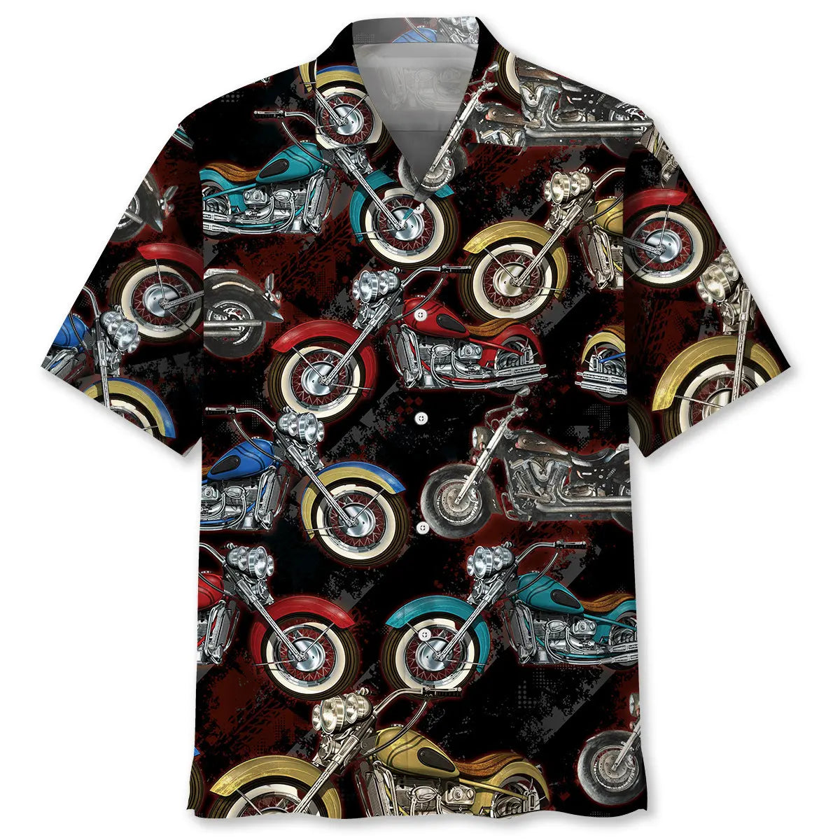 Motorcycle Black Hawaiian Shirt For Tropical Holidays, Outdoor Gatherings, And Everyday Comfort
