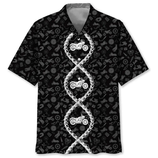 Motorcycle DNA Hawaiian Shirt For Road Trip Adventures, Resort Days, And Comfortable Everyday Wear