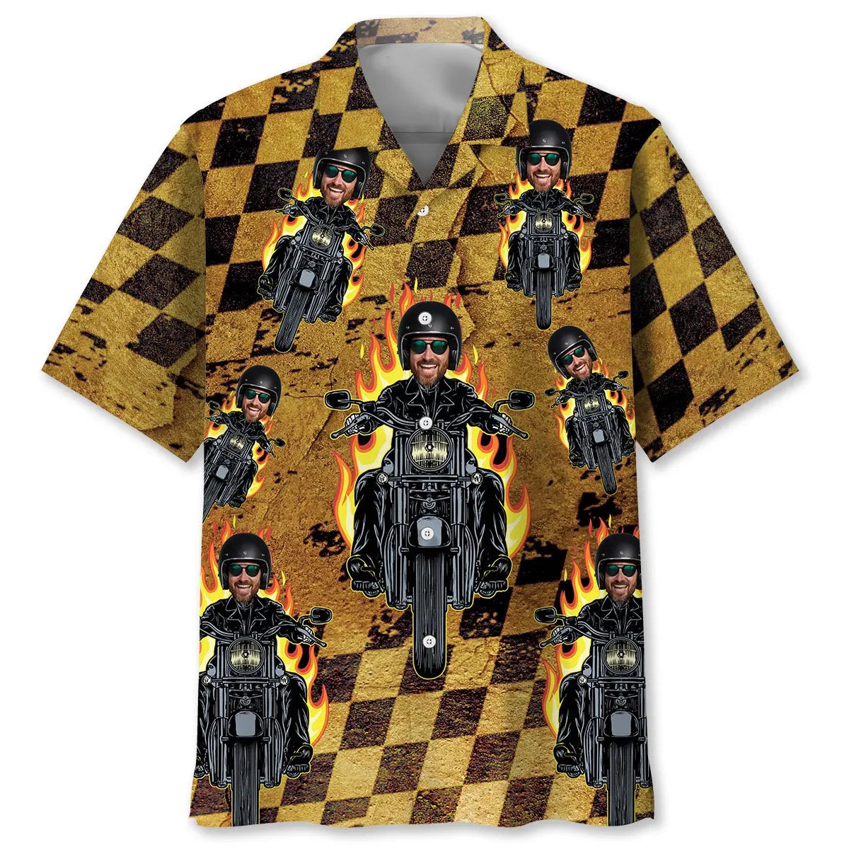 Motorcycle Racing Personalized Photo Hawaiian Shirt For Racing Fans, Summer Outings, And Relaxed Vacation Wear