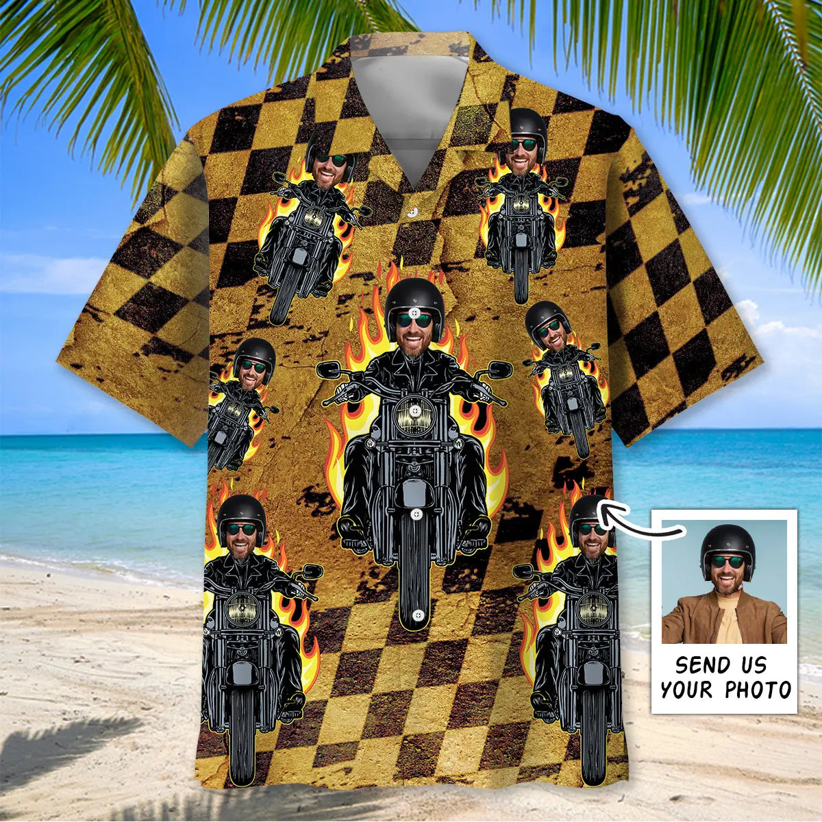 Hawaiian Shirt / Adults / S Motorcycle Racing Custom Photo Hawaiian Shirt
