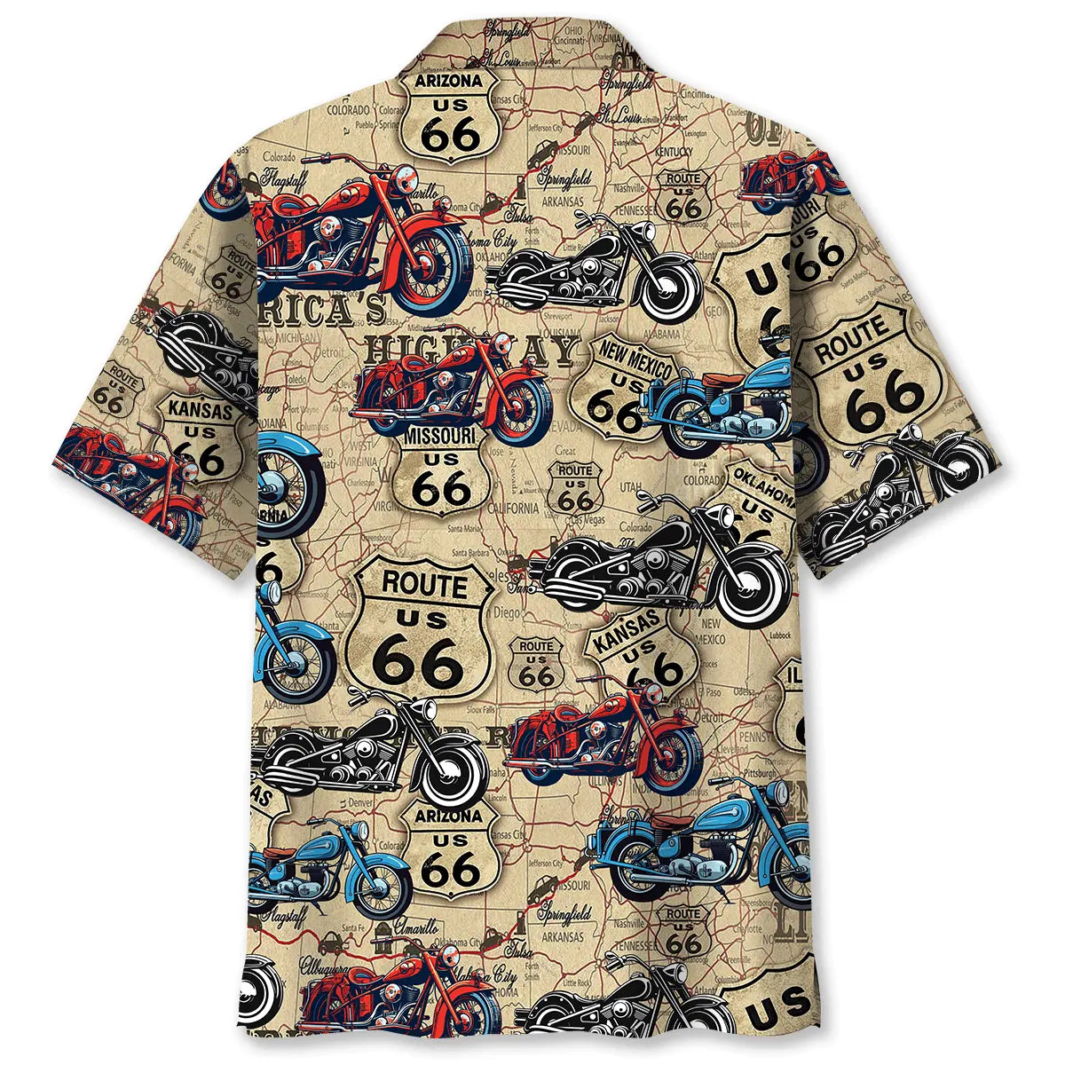 Motorcycle Historic Highway Inspiration Hawaiian Shirt For Beach Days, Summer Outings, And Thoughtful Gift Giving
