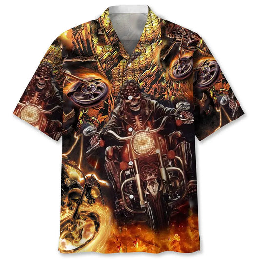 Motorcycle Skull Hawaiian Shirt For Beach Days, Summer Outings, And Thoughtful Gift Giving