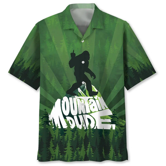 Mountain Bigfoot Hawaiian Shirt For Outdoor Event, Beach Travel, And Weekend Wear