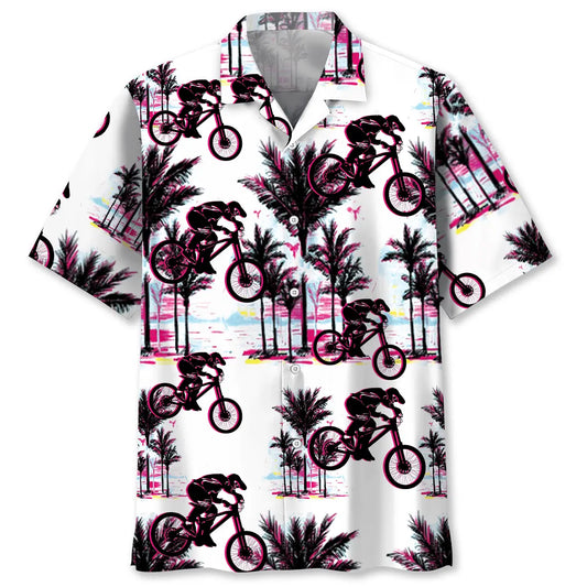 Abstract Mountain Bike Hawaiian Shirt For Beach Days, Summer Outings, And Thoughtful Gift Giving