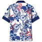 Mountain Bike Blue Hibiscus Hawaiian Shirt For Resort Trips, Coastal Parties, And Warm Weather Style