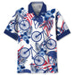 Mountain Bike Blue Hibiscus Hawaiian Shirt For Resort Trips, Coastal Parties, And Warm Weather Style
