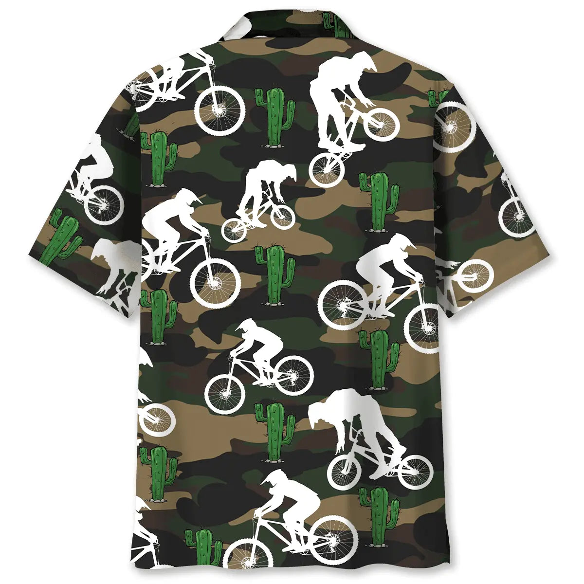 Mountain Bike Green Cactus Hawaiian Shirt For Beach Days, Summer Outings, And Thoughtful Gift Giving