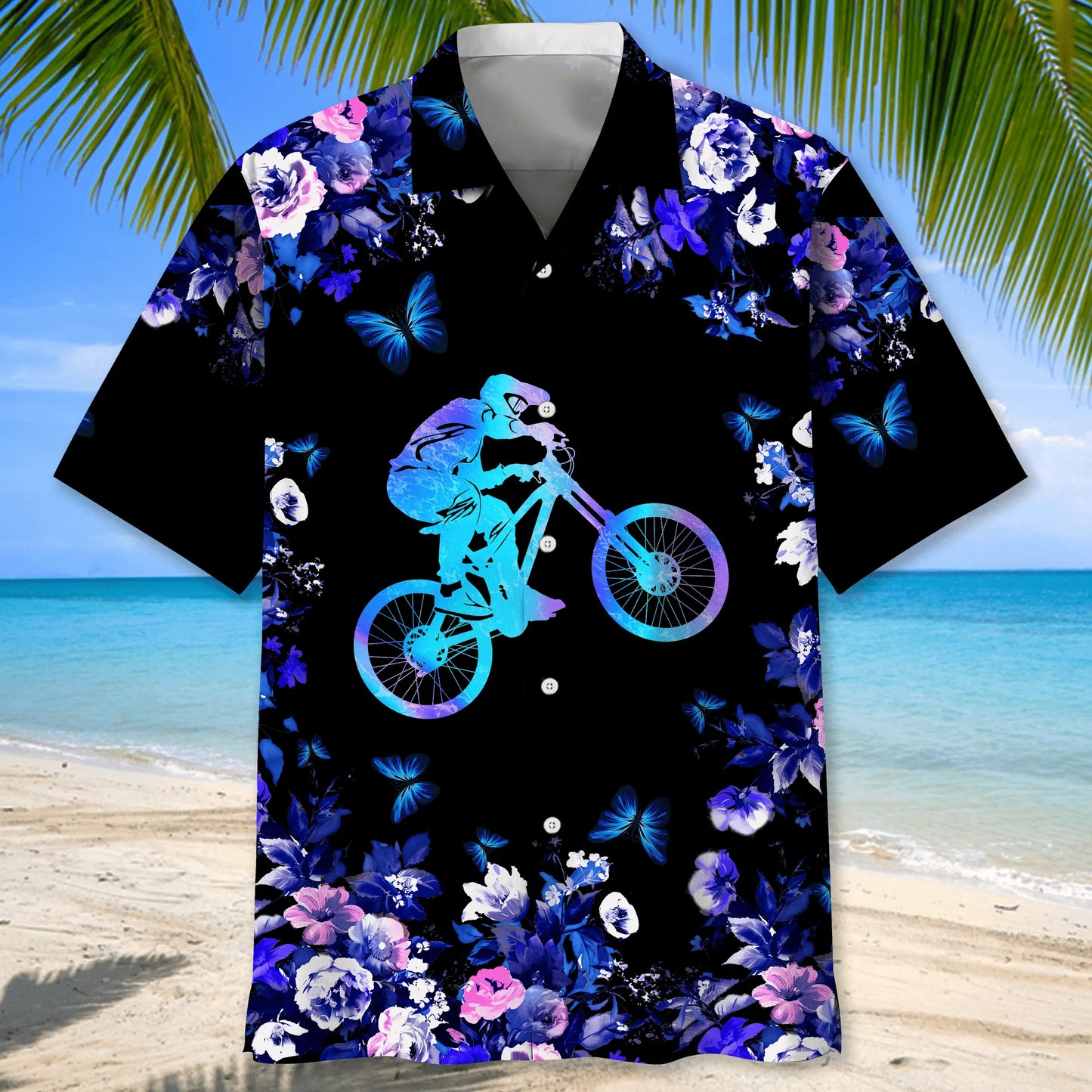 Mountain Bike Nature Hawaiian Shirt For Tropical Holidays, Outdoor Gatherings, And Everyday Comfort