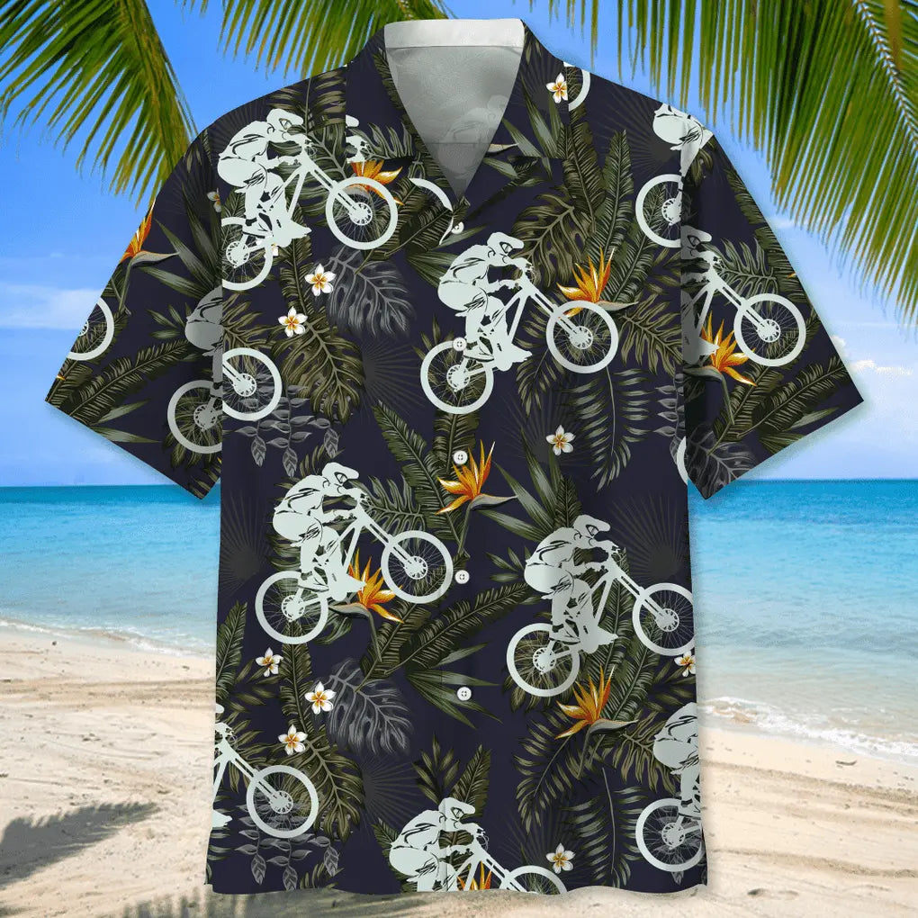 Mountain Bike Nature Hawaiian Shirt For Beach Days, Summer Outings, And Thoughtful Gift Giving