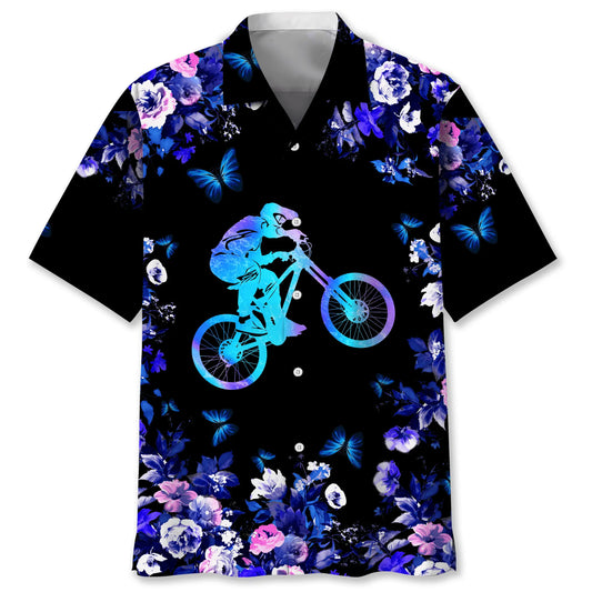 Mountain Bike Nature Hawaiian Shirt For Tropical Holidays, Outdoor Gatherings, And Everyday Comfort
