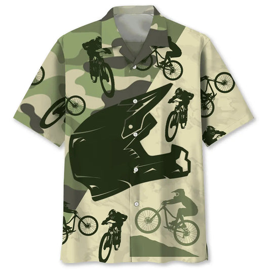 Mountain Bike Helmet Camo Hawaiian Shirt For Beachside Event And Coastal Style