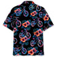 Mountain Bike Hibiscus Hologram Hawaiian Shirt For Summer Vacation, Beach Travel, And Casual Wear