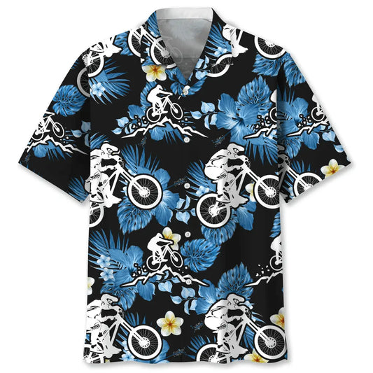 Mountain Bike Nature Hawaiian Shirt For Island Vacations, Resort Wear, And Relaxed Seasonal Style