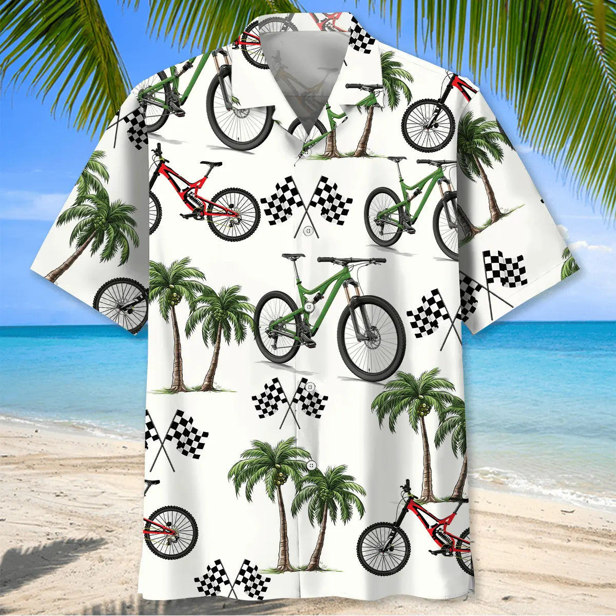 Mountain Bike Racer Hawaiian Shirt For Tropical Holidays, Outdoor Gatherings, And Everyday Comfort