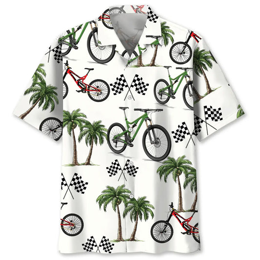 Mountain Bike Racer Hawaiian Shirt For Tropical Holidays, Outdoor Gatherings, And Everyday Comfort