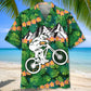 Tropical Mountain Bike Hawaiian Shirt For Coastal Travel, Casual Events, And Comfortable Summer Wear