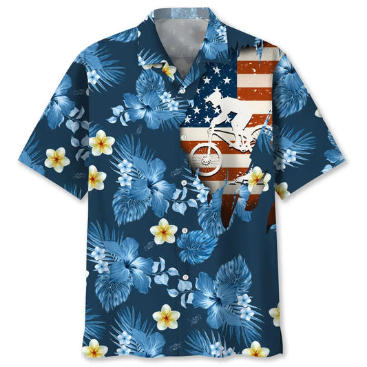 American Mountain Bike Nature Hawaiian Shirt For Holiday Gatherings, Coastal Trips, And Proud Seasonal Style