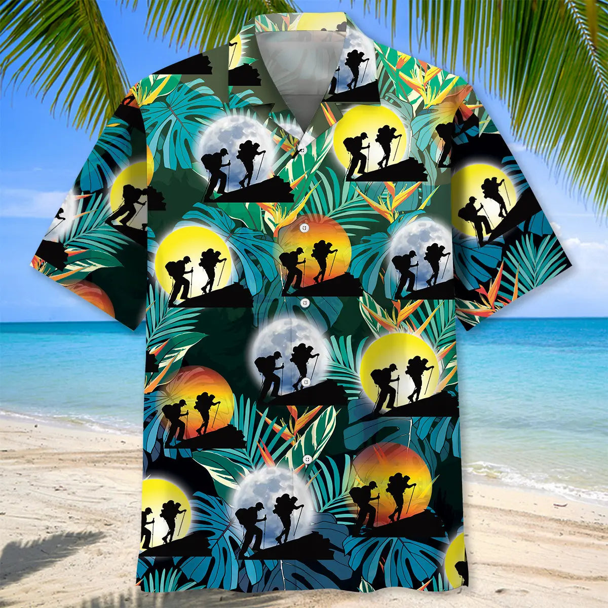 Mountain Climbing Hawaiian Shirt For Resort Trips, Coastal Parties, And Warm Weather Style