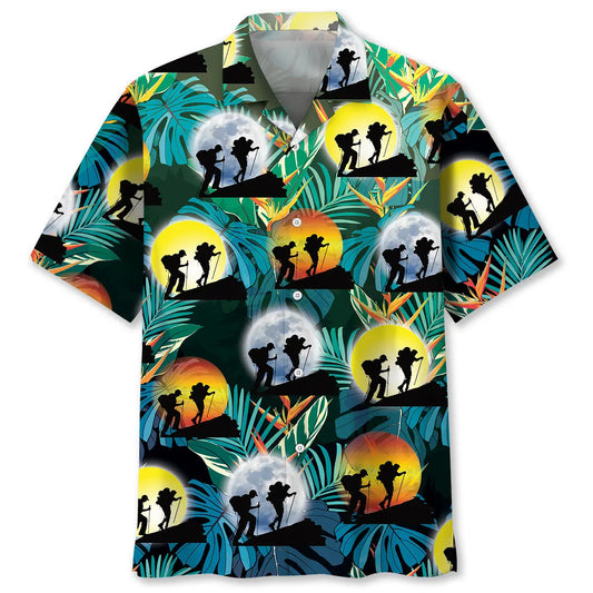 Mountain Climbing Hawaiian Shirt For Resort Trips, Coastal Parties, And Warm Weather Style