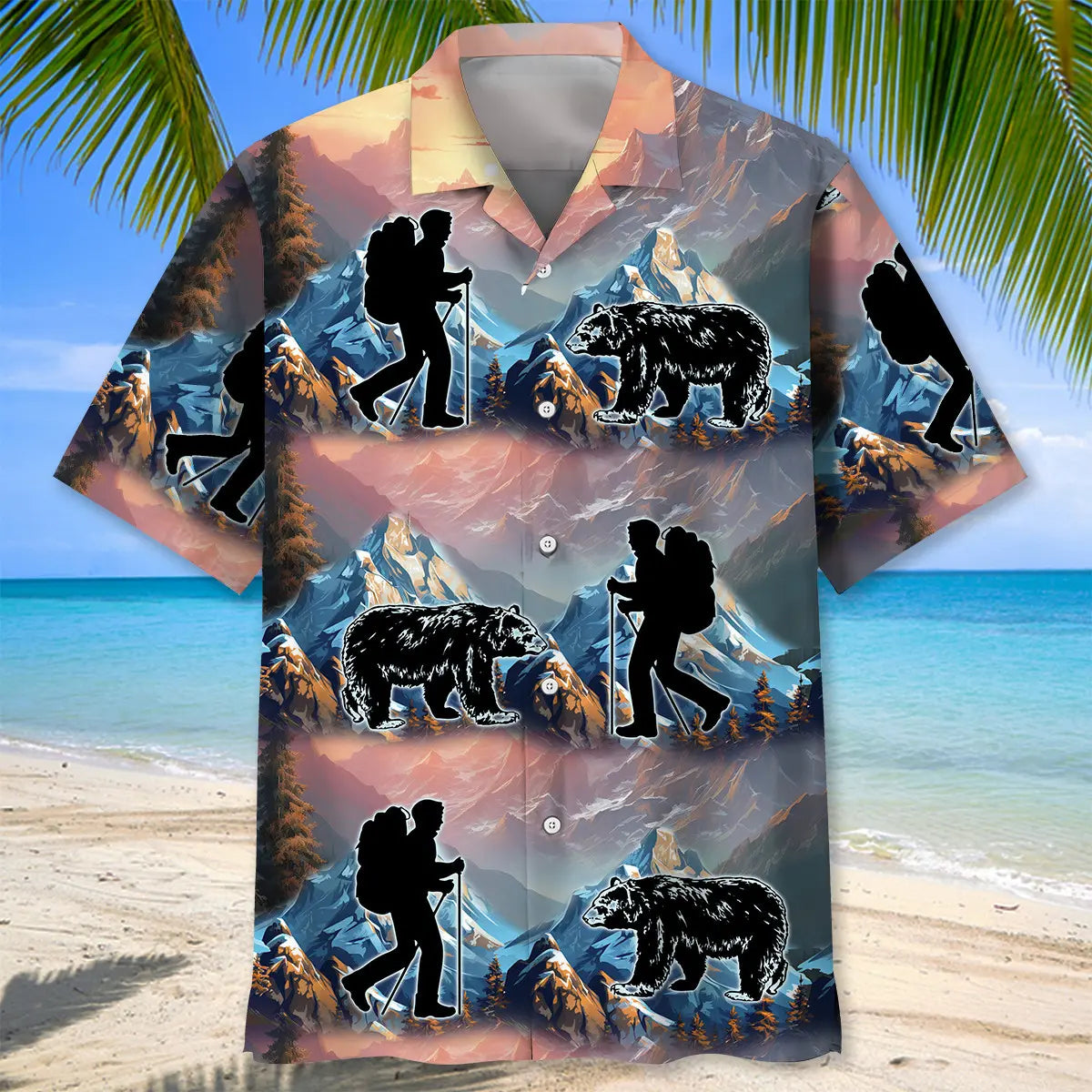 Mountain Hiking Bear Hawaiian Shirt For Beach Days, Weekend Events, And Thoughtful Gift Giving
