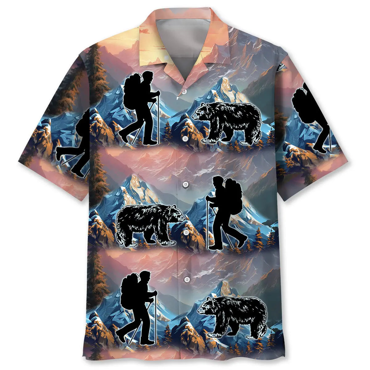 Mountain Hiking Bear Hawaiian Shirt For Beach Days, Weekend Events, And Thoughtful Gift Giving