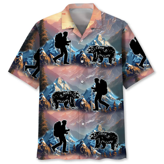 Mountain Hiking Bear Hawaiian Shirt For Beach Days, Weekend Events, And Thoughtful Gift Giving