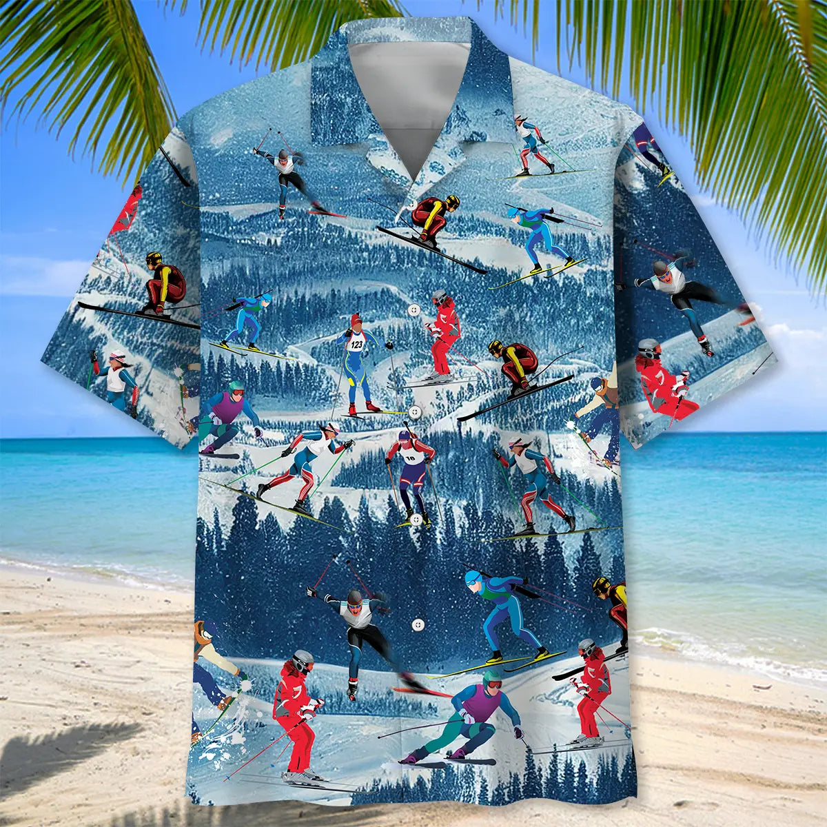 Mountain Skiing Hawaiian Shirt For Tropical Holidays, Outdoor Gatherings, And Everyday Comfort