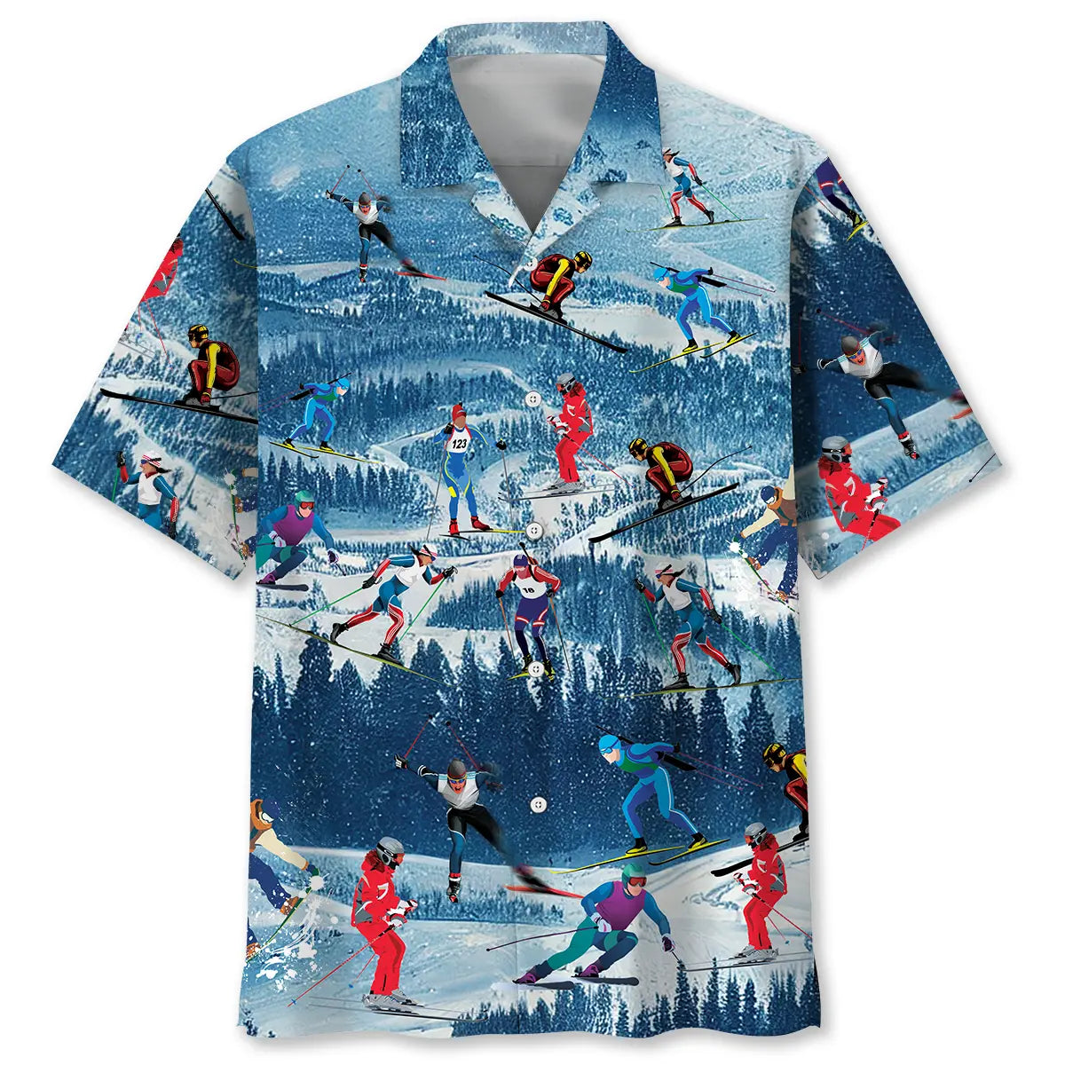 Mountain Skiing Hawaiian Shirt For Tropical Holidays, Outdoor Gatherings, And Everyday Comfort
