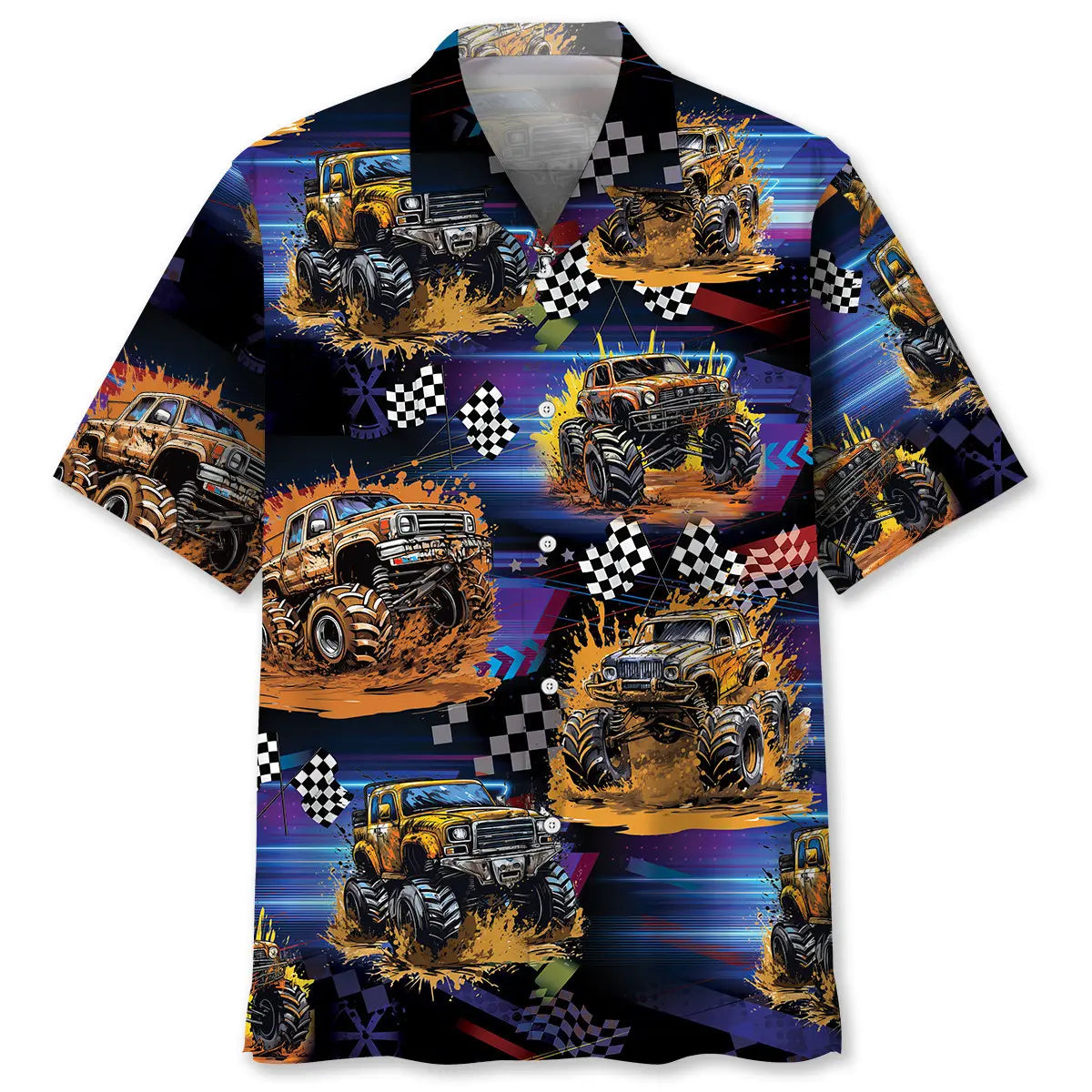 Mud Monster Truck Hawaiian Shirt For Coastal Travel, Casual Events, And Comfortable Summer Wear
