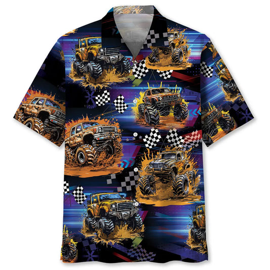Mud Monster Truck Hawaiian Shirt For Coastal Travel, Casual Events, And Comfortable Summer Wear