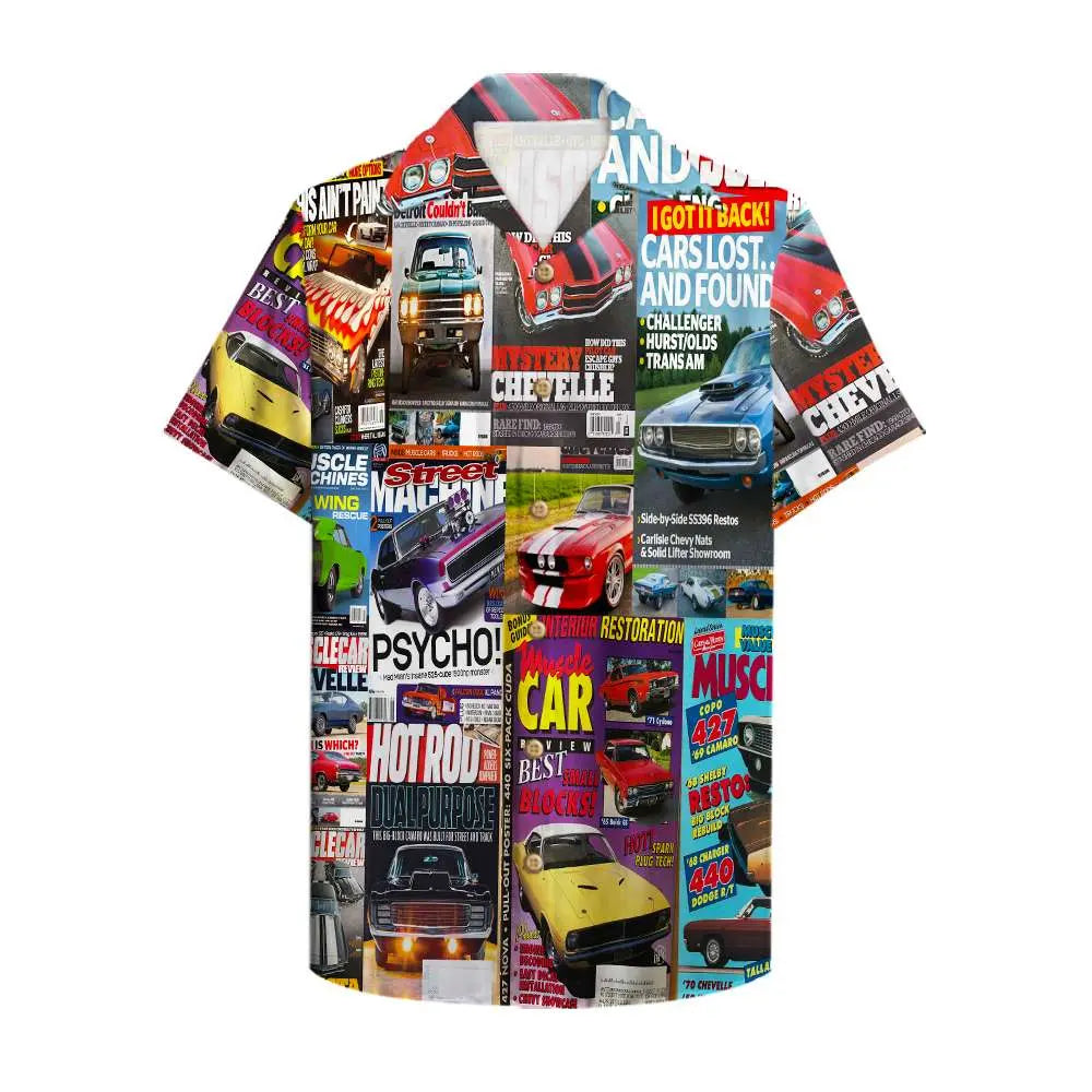 Island Muscle Car Magazine Aloha Hawaiian Shirt For Tropical Holidays, Outdoor Gatherings, And Everyday Comfort