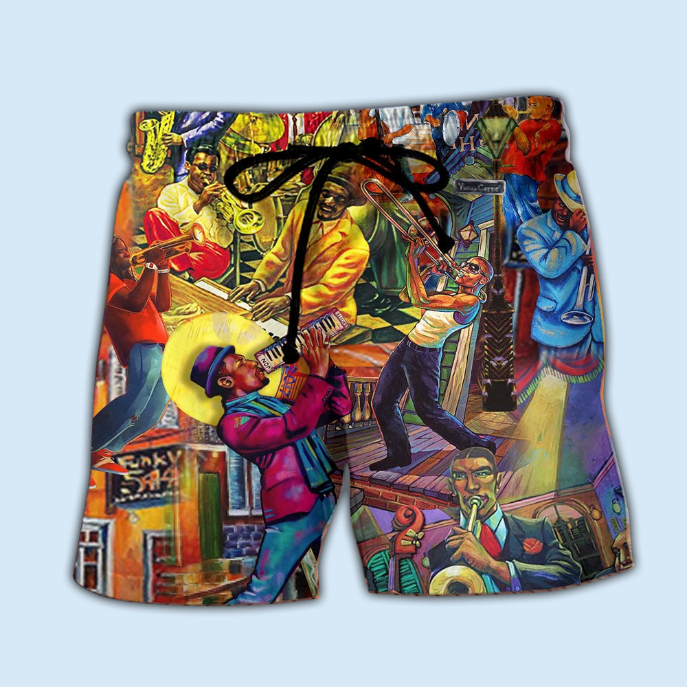 Birthplace Of Jazz Colorful Music Beach Shorts For Coastal Adventures And Relaxed Summer Wear
