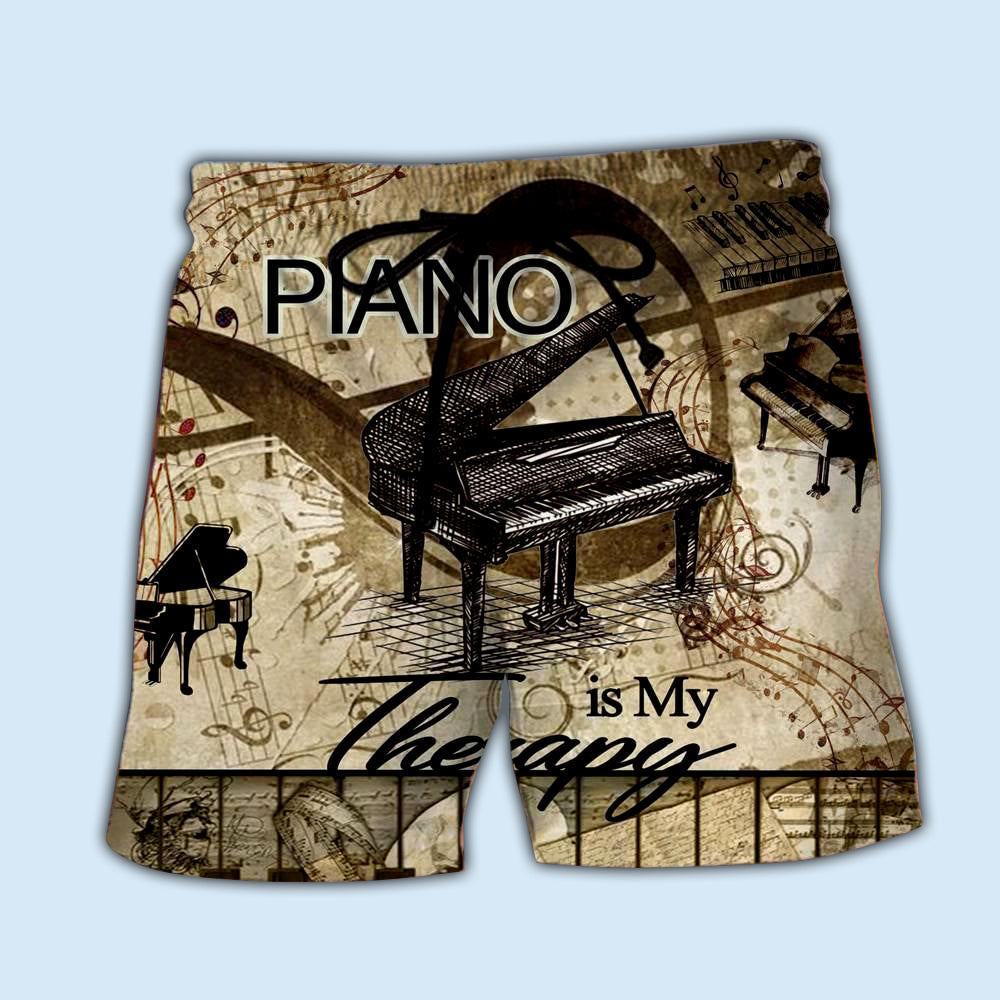 Piano Music Is My Therapy Beach Shorts Design Detail For Weekend Getaways And Beach Days