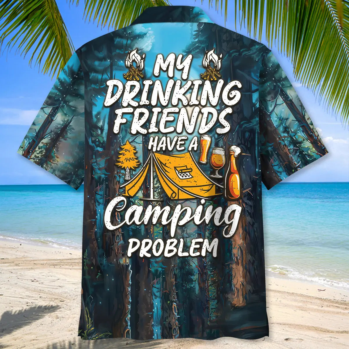 Camping Friends Humor Hawaiian Shirt For Summer Vacation, Beach Travel, And Casual Wear