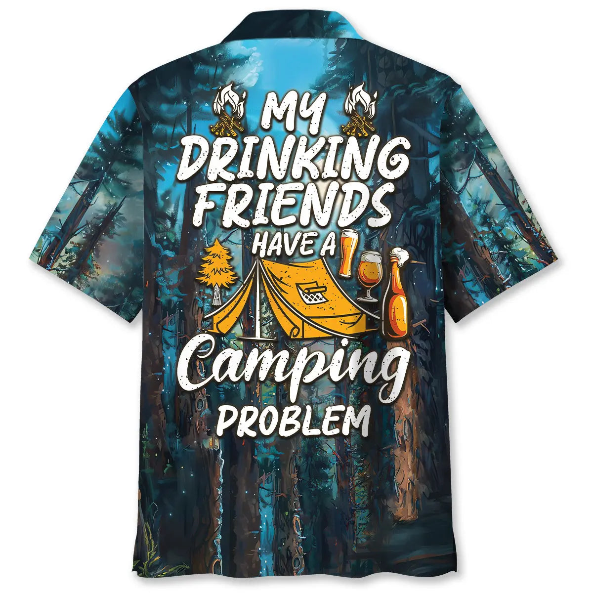 Camping Friends Humor Hawaiian Shirt For Summer Vacation, Beach Travel, And Casual Wear