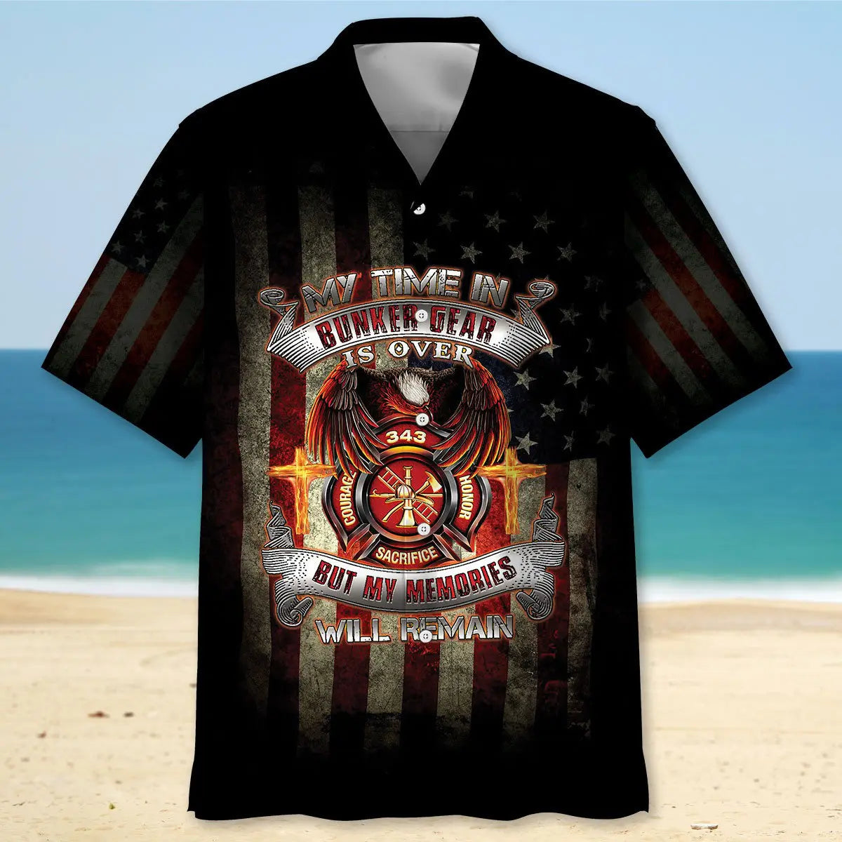Bunker Gear Hawaiian Shirt For Coastal Travel, Casual Events, And Comfortable Summer Wear