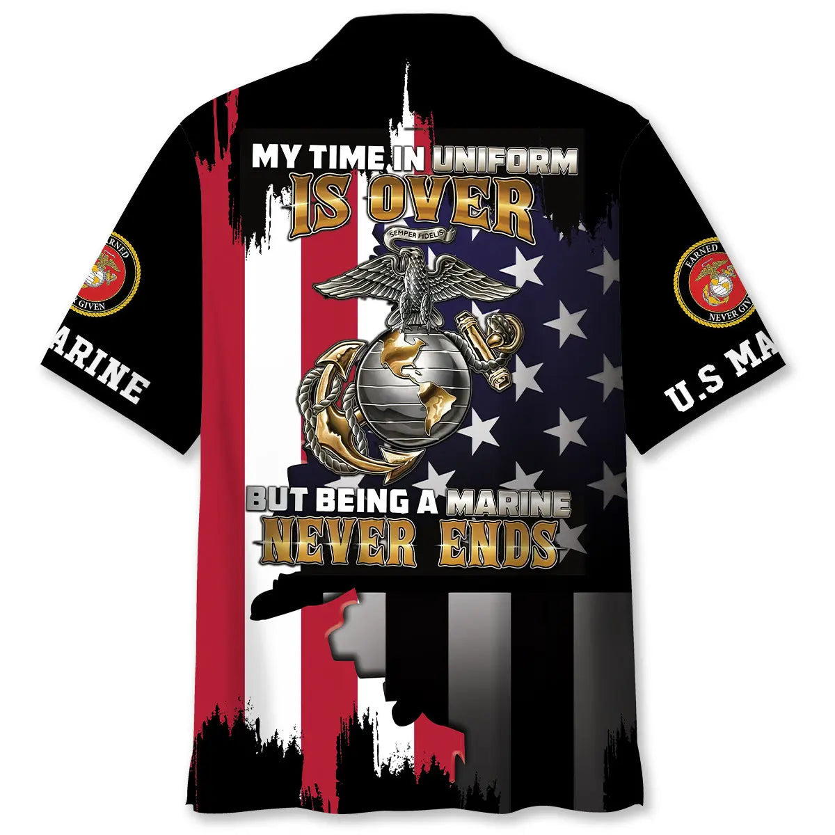 Military Veteran Retirement Hawaiian Shirt For Warm Weather Outing, Weekend Escape, And Summer Event Style