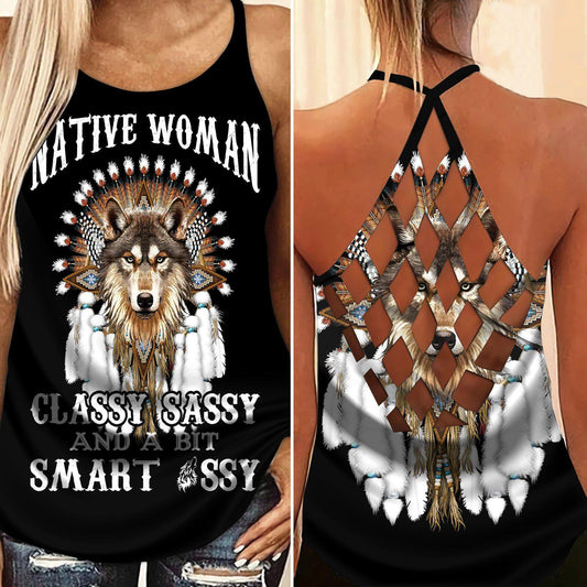 Native Woman Smart Classy Hollow Tank Top For Yoga Workouts And Casual Wear