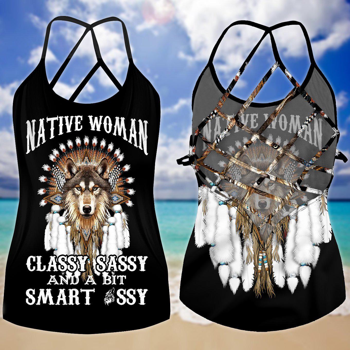 Native Woman Smart Classy Hollow Tank Top For Yoga Workouts And Casual Wear